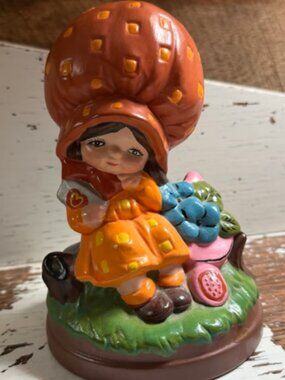 Vintage Mushroom Girl Figurine Cottagecore Woodland Decor